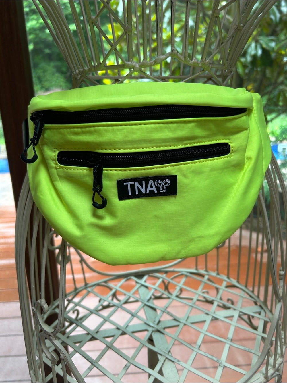 TNA Neon Lime Waist Bag in Black-Trim